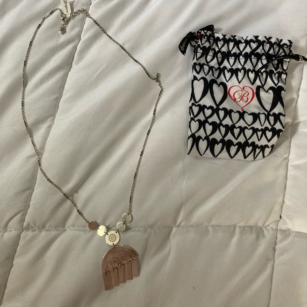 New w tag - Brighton long hammered silver rainbow necklace with dust pouch